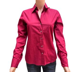 Banana Republic Women's Burgundy Cotton Blend Button-Up Shirt XS